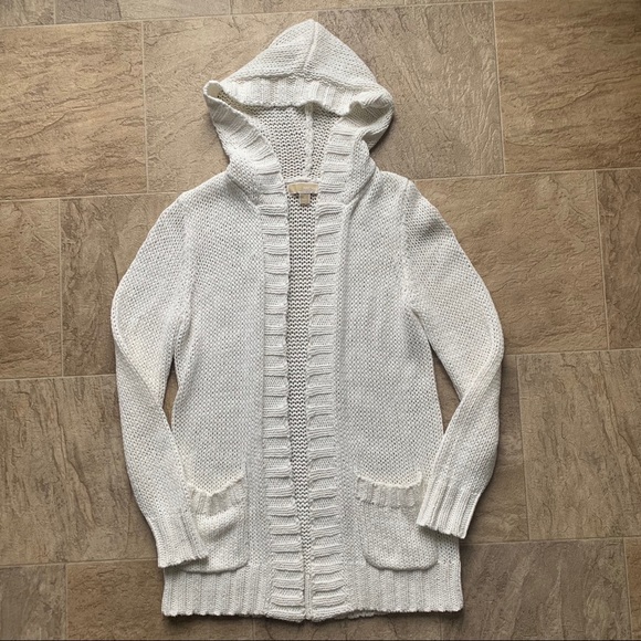 Michael Kors Sweaters - Michael Kors White Thick Cable Knit Hooded Sweater